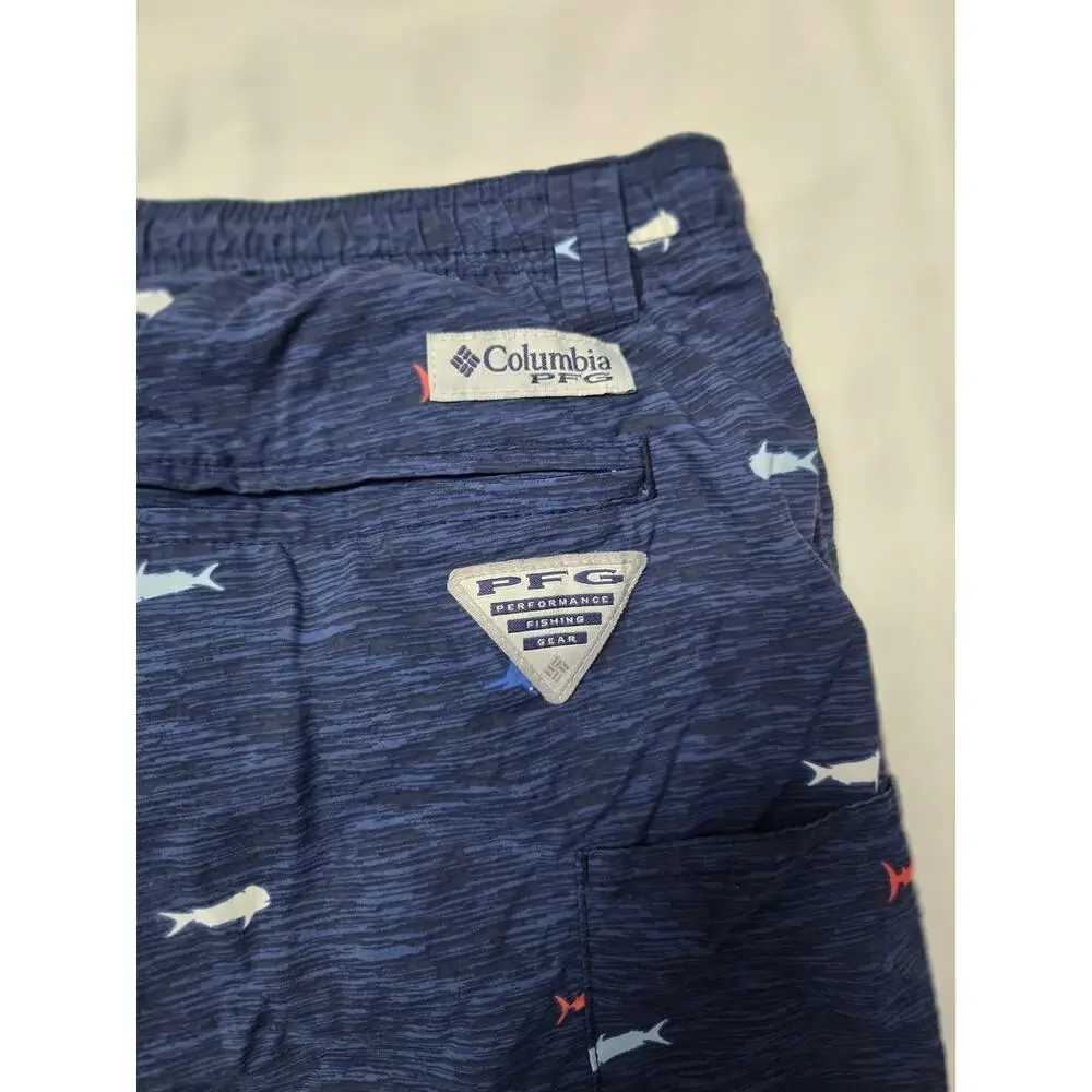 Columbia Omni-Shade fish print swim trunks